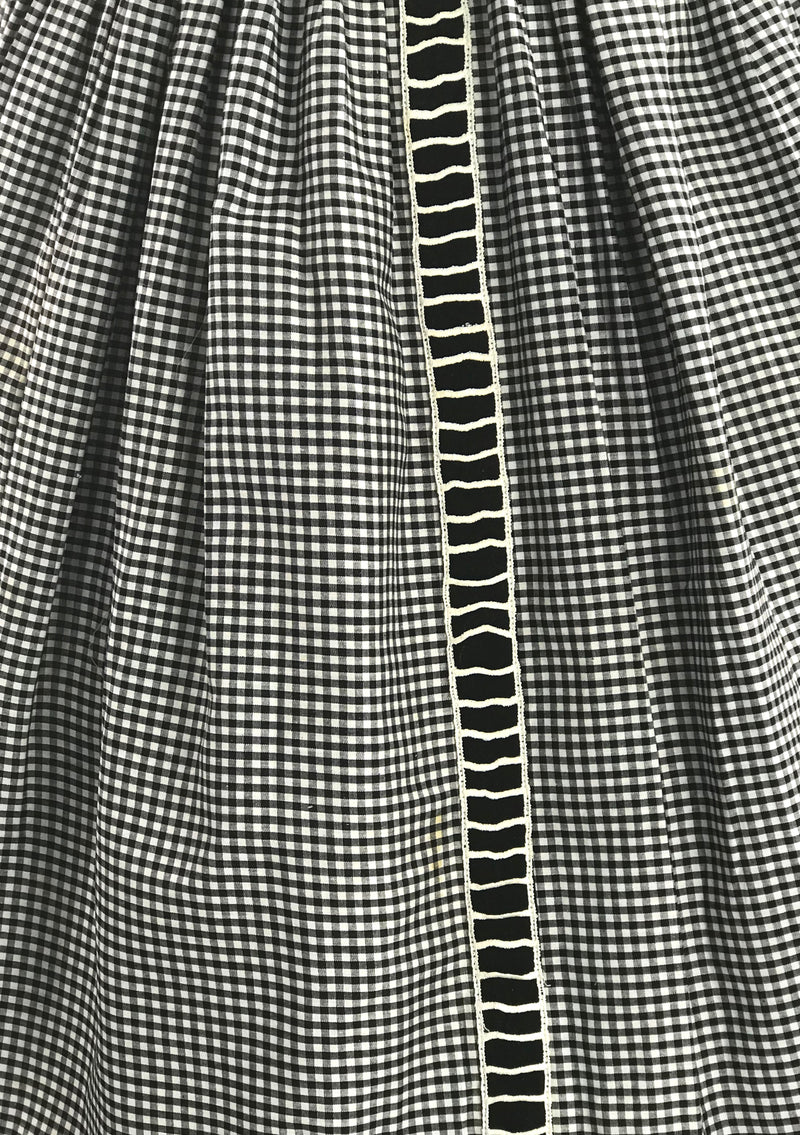 1950s B&W Gingham Cotton Sundress with 3D Applique  - New!