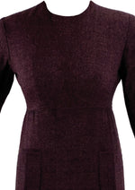 Vintage 1960s Merlot Coloured Flecked Wool Dress- New!