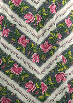 Vintage 1950s Pink Roses Stripe Cotton Dress - New!