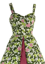 Vintage 1950s Pink Clover Flower Print Dress- New!