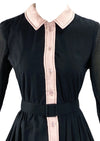 Vintage Deadstock 1960s Black and Pink Knobbly Cotton Dress- New!