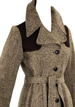 Fabulous Vintage 1970s Brown Tweed Look Wool Coat - New!