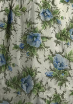 Vintage 1950s Blue Morning Glory Applique Silk Dress - New!