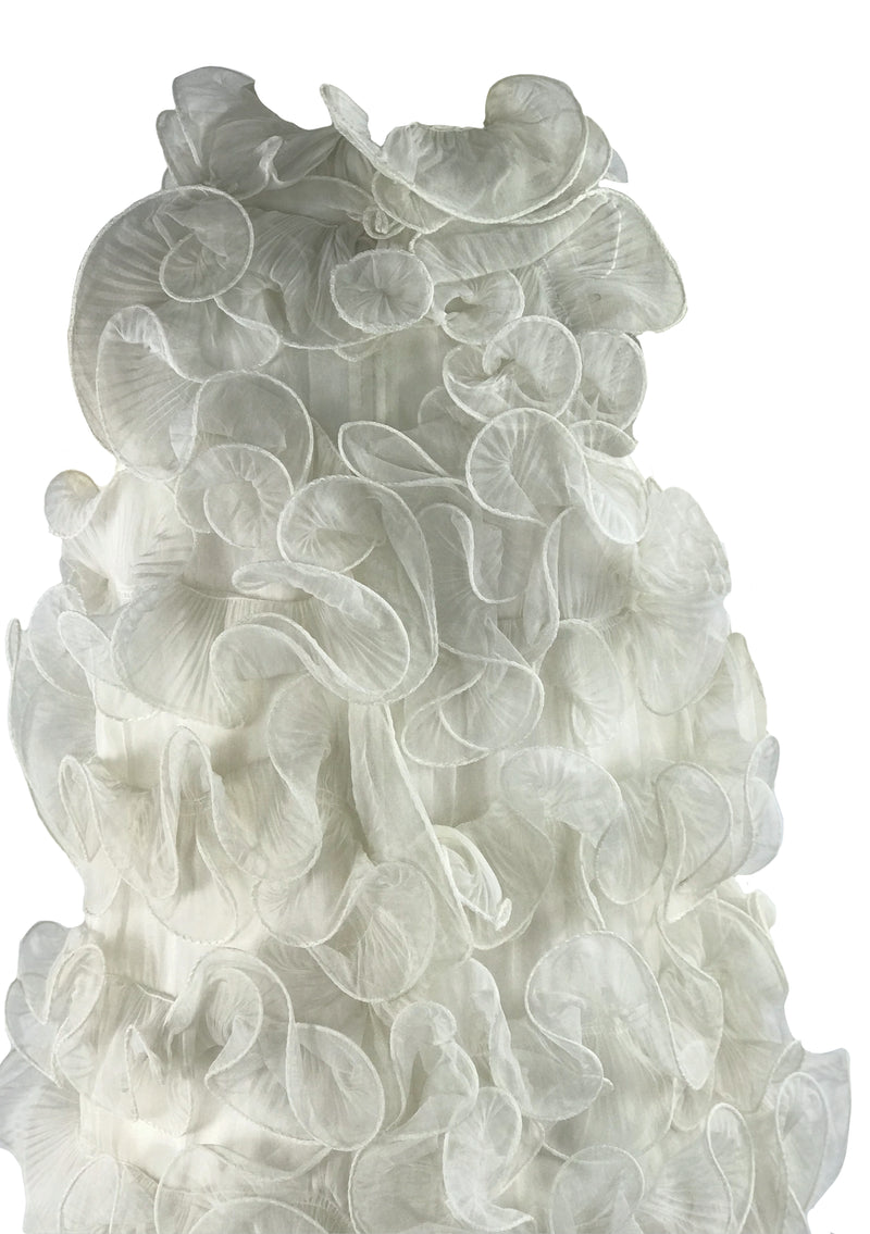 Vintage 1960s Ivory Organza Ruffle Dress- New! (ON HOLD)