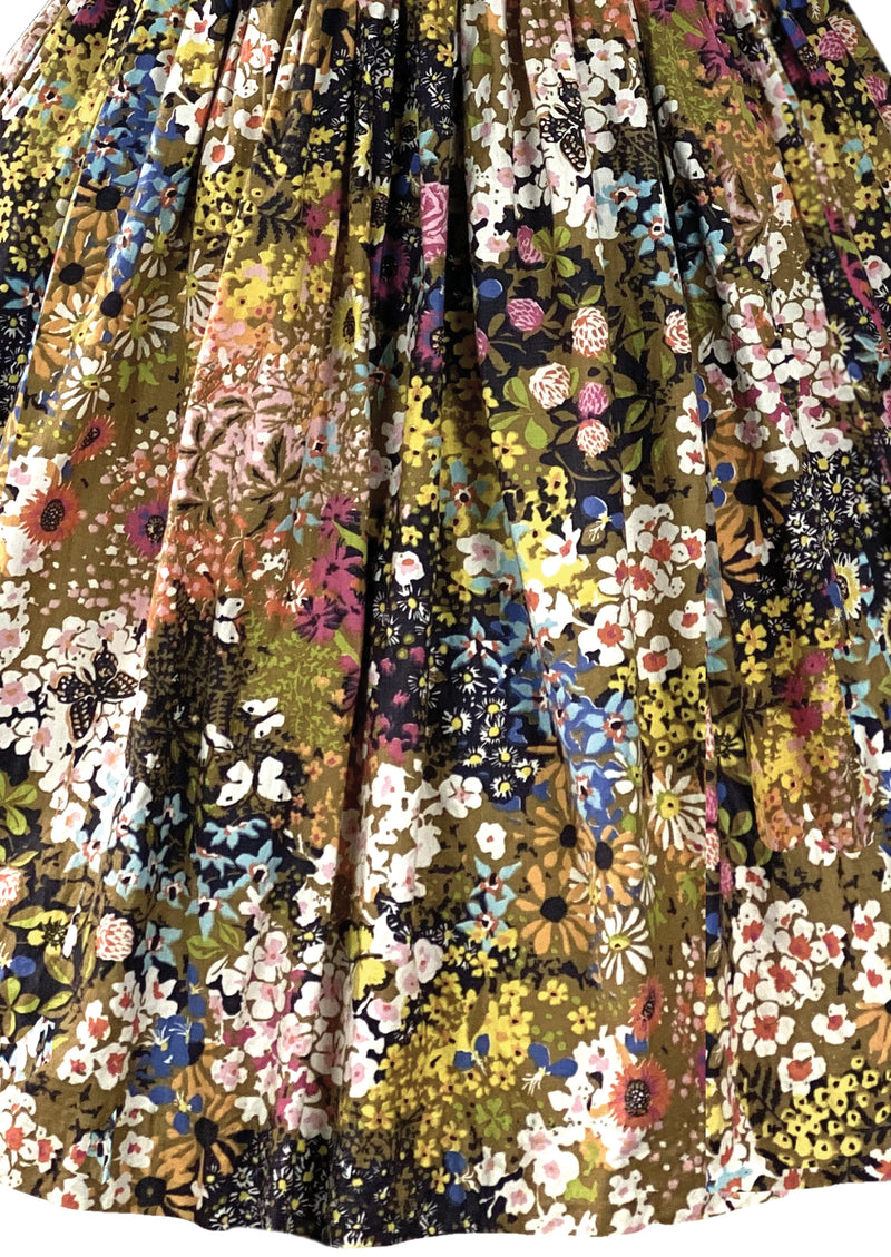 Late 1950s Early 1960s Floral Cotton Designer Dress - New!