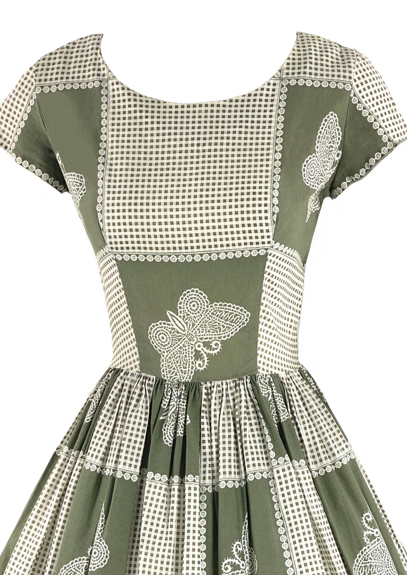 1950s English Designer Alice Edwards Novelty Print Dress- New!