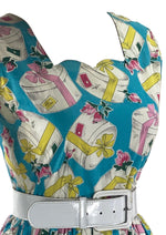 Vintage Late 1950s Hat Boxes and Roses Novelty Print- NEW!