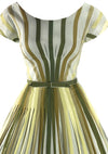 Early 1960s Green and Gold Stripe Cotton Dress - New!