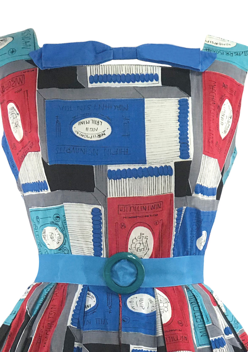 Late 1950s Matchbox Novelty Print Dress - New!