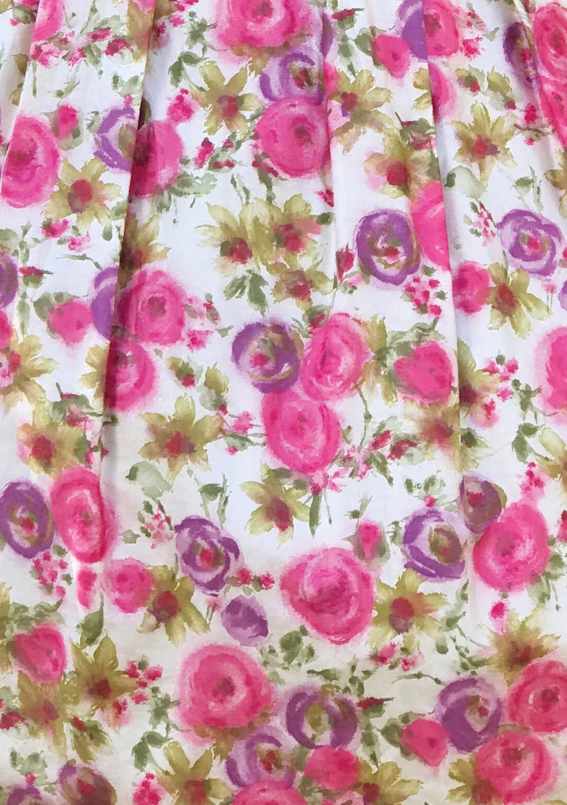 Vintage 1950s Pink and Purple Roses Dress- New!