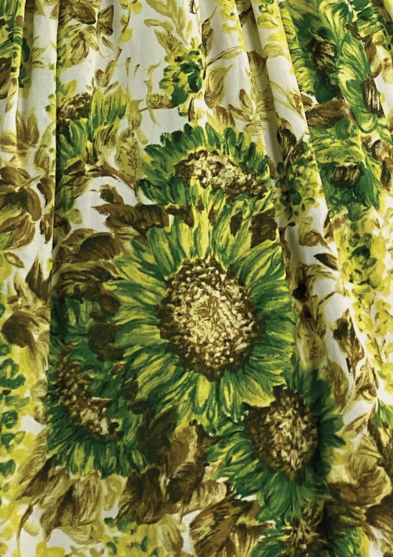 Gorgeous 1950s Giant Sunflower Print Cotton Dress- New!