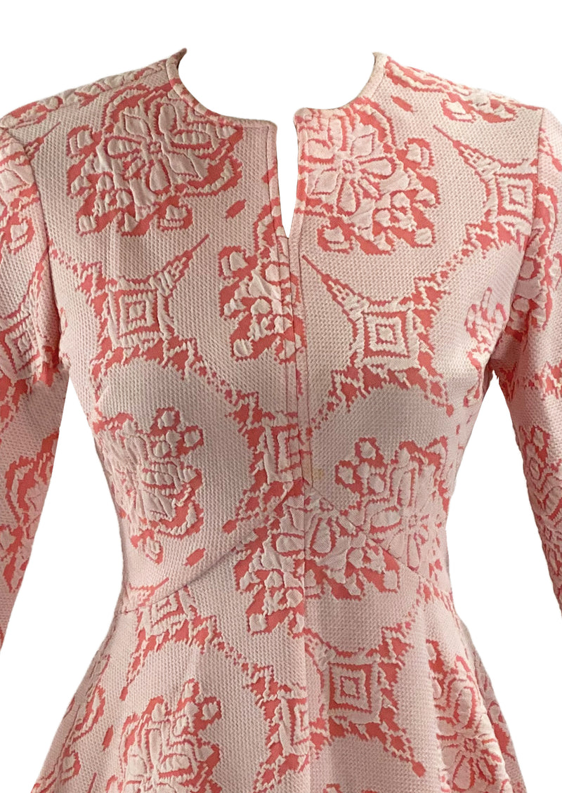 Vintage 1960s Embossed Floral Mini Dress - New!