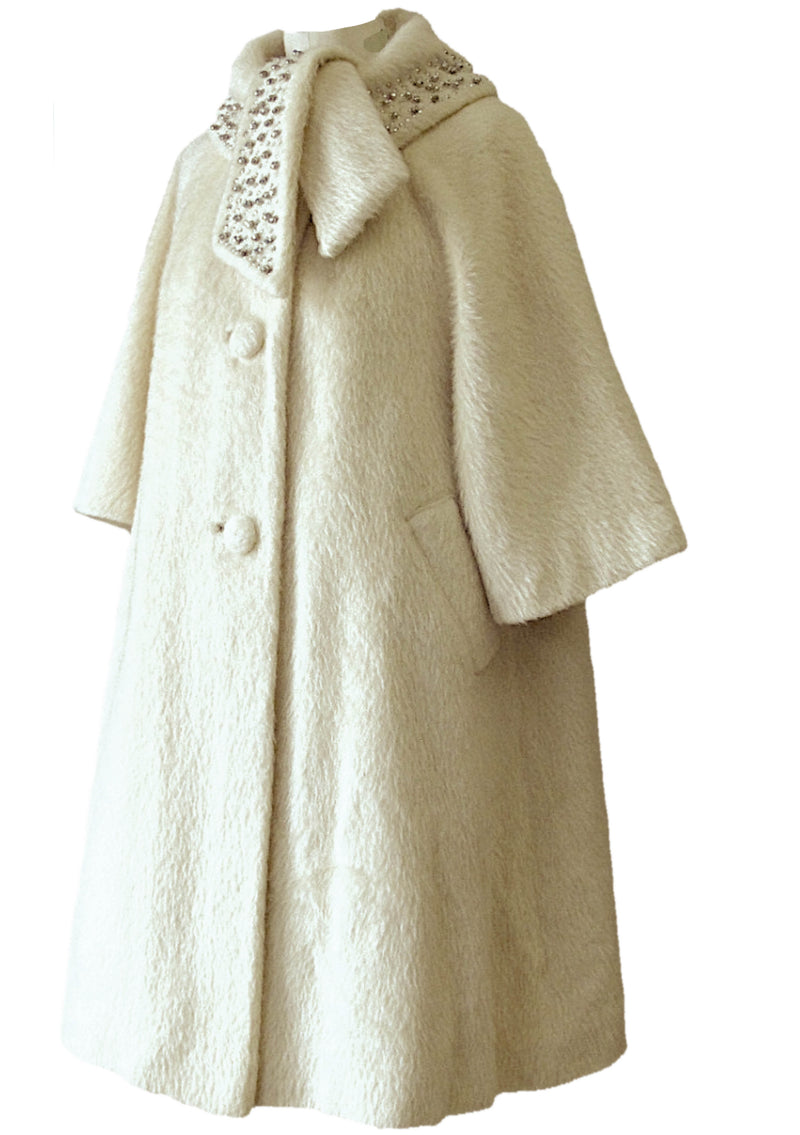 1950s Couture Lilli Ann Cream Mohair Swing Coat- New! (Layby)