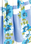 1950's Blue & White Floral Border Print Cotton Dress - New!