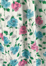 Vintage 1950s Pink and Blue Roses Floral Cotton Dress - New! (ON HOLD)