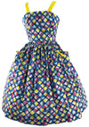 Early 1960s Harlequin Print Cotton Sundress & Bolero- New!