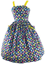 Early 1960s Harlequin Print Cotton Sundress & Bolero- New!