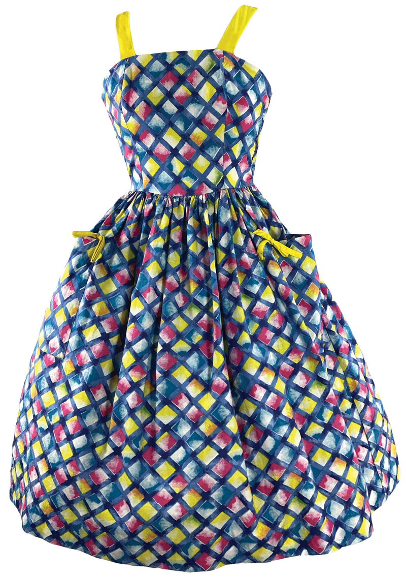 Early 1960s Harlequin Print Cotton Sundress & Bolero- New!