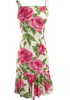 Lovely 1950s Huge Pink Roses Cotton Sheath Dress - New!