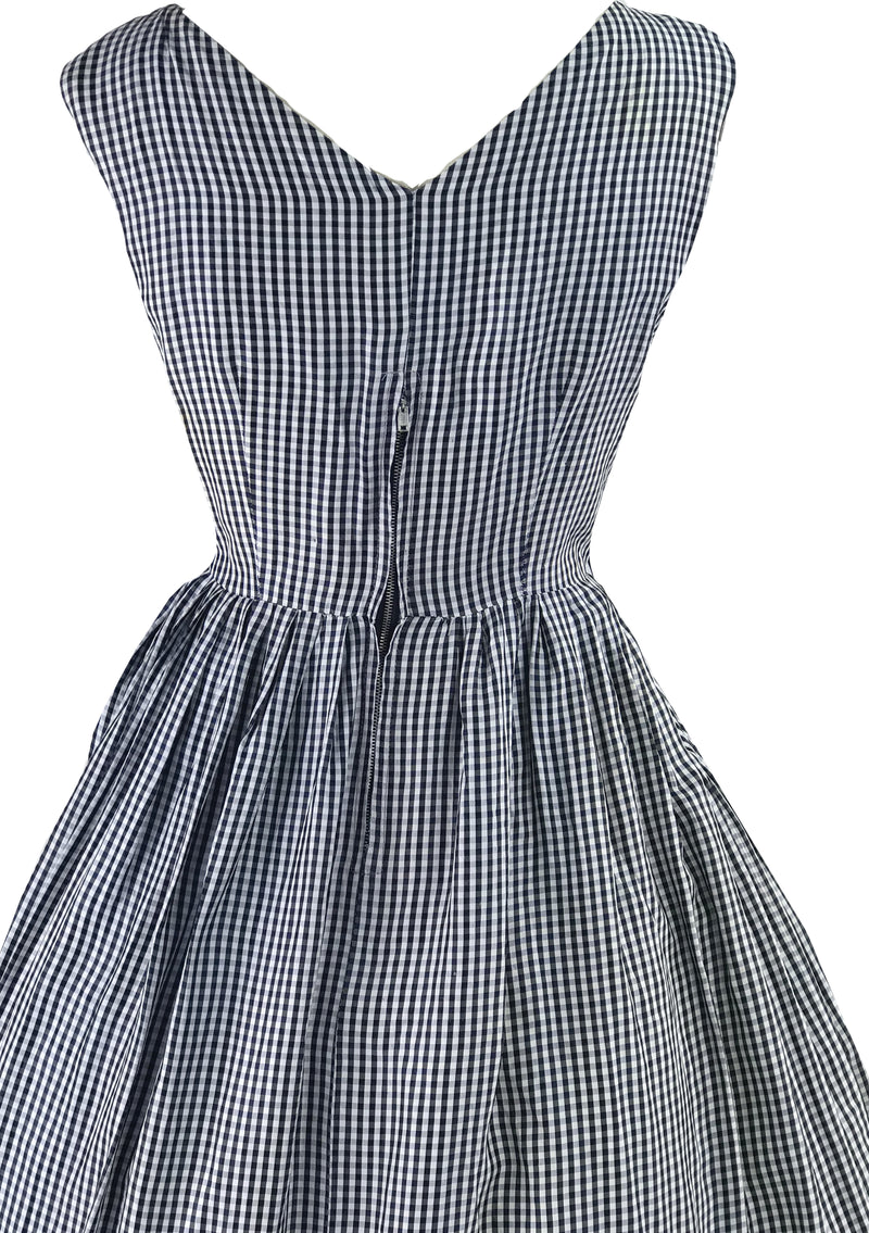 Vintage 1950s Navy & White Gingham Dress Ensemble- New!