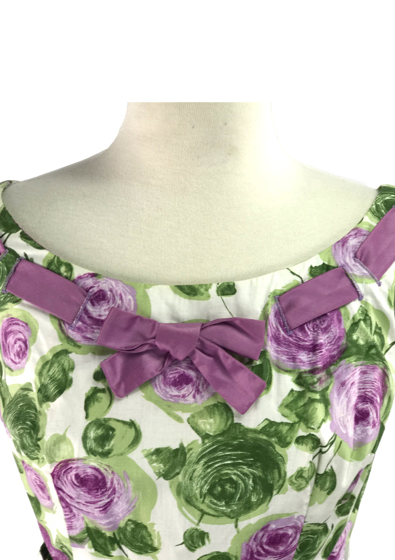 Original 1950s Lilac Roses Cotton Dress - New!