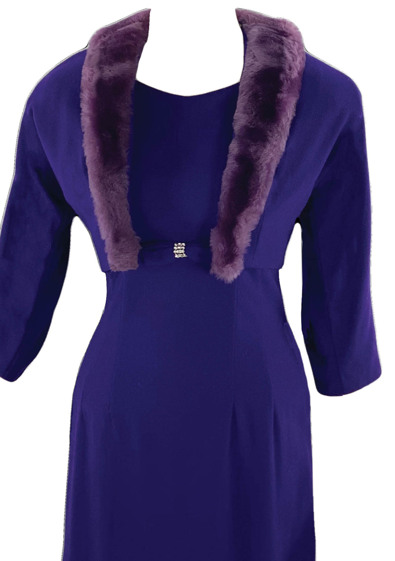 Vintage 1950s Purple Wool Dress Ensemble- New! (ON HOLD)