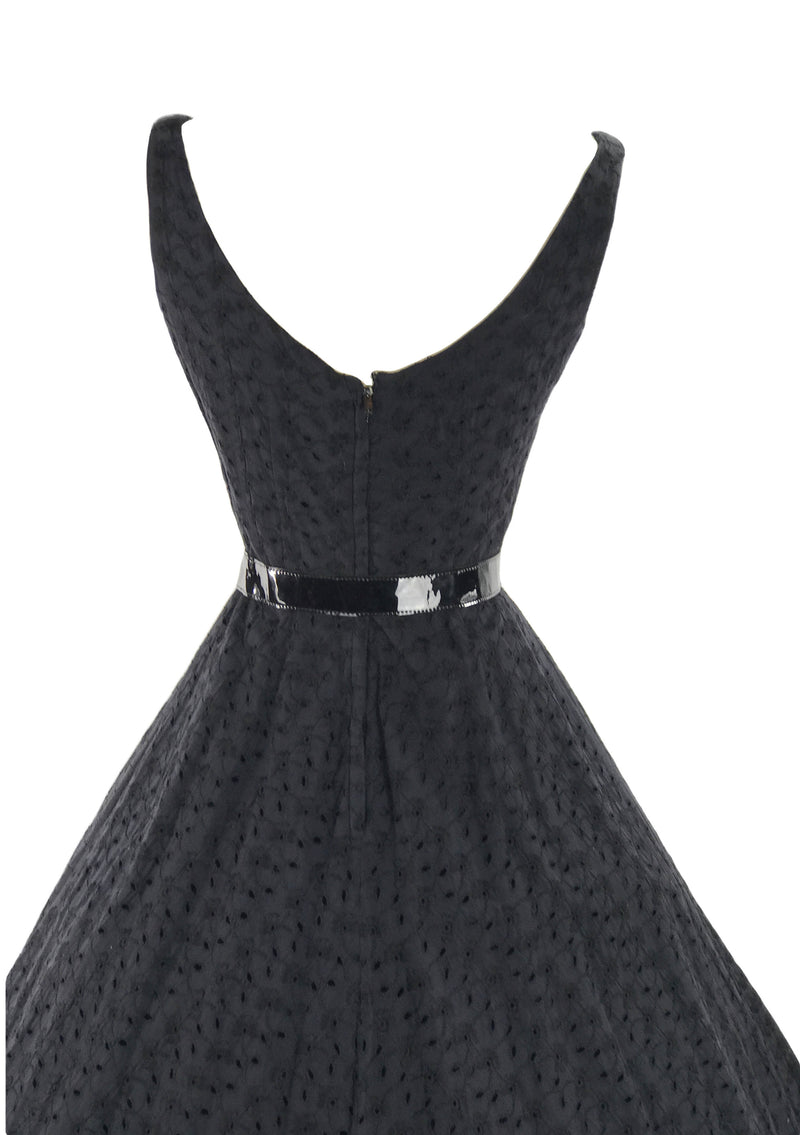 1950's Black Eyelet Embroidered Lace Cotton Dress- New!