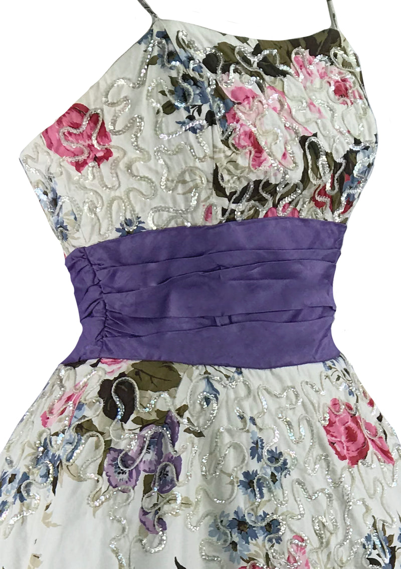 1950s Designer Floral Cocktail Dress- New!