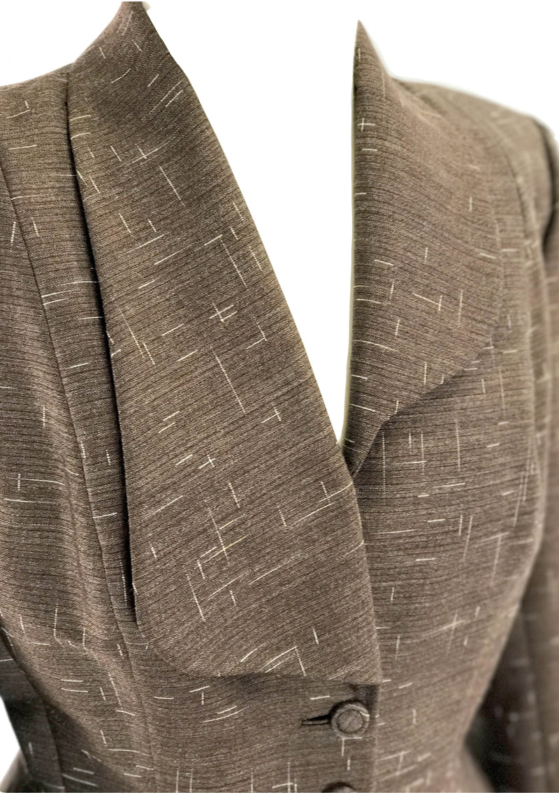 1950s Designer Bronze Silk with Cream Flecks Lilli Ann Suit - New!