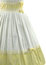 Deadstock 1950s Yellow and White Gingham Cotton Dress- New!