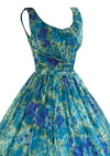 Vintage 1950s Blue Green Impressionist Print - NEW!