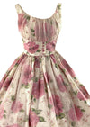 Vintage Late 1950s Pink Roses Dress with Overlay- NEW!