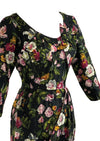 Late 1950s Black Floral Draped Wiggle Dress - NEW!