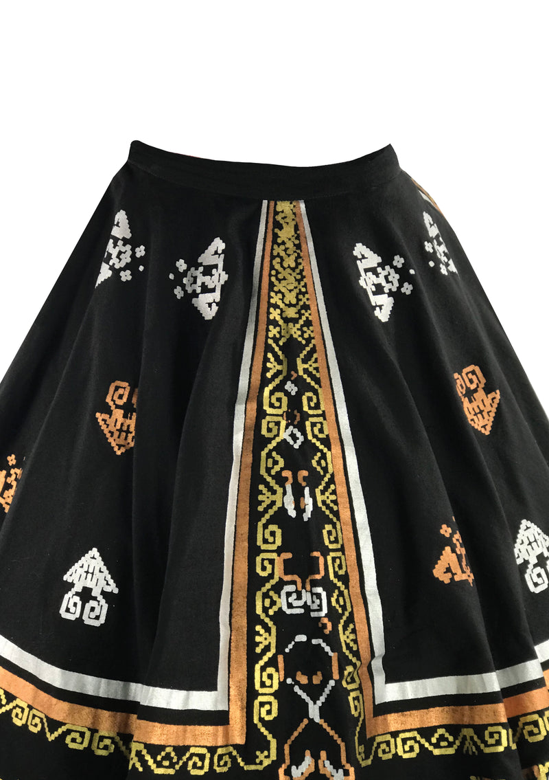 Vintage 1950s Maya de Mexico Hand Painted Skirt- New!