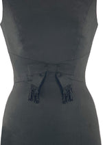 Early 1960s Designer Black Linen Dress - New!