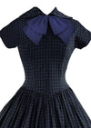 Vintage 1950s Black and Blue Plaid Day Dress- NEW!