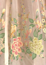 Original 1950s Peach Pink Flocked Floral Chiffon Party Dress - New!