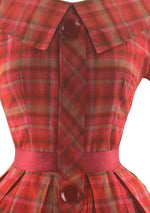 Toni Todd Late 1950s Early 1960s Red Plaid Dress- New!