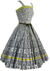 Vintage 1950s B&W Cotton Sundress Ensemble with Chartreuse- New!