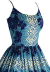 Late 1950s Early 1960s Blue Hawaiian Print Dress- New!