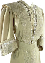 Spectacular 1900s Embroidered Cream Wool Coat- New!