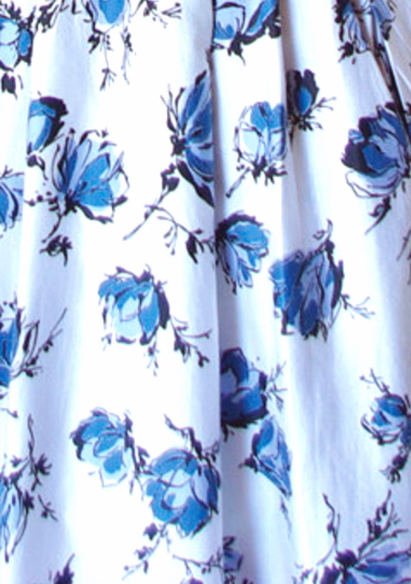 Vintage 1950's Blue Roses Print Dress- New!