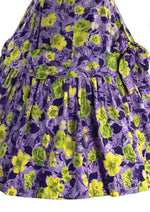 1950s - 1960s Lilac and Chartreuse Floral Print Dress- New! (ON HOLD)