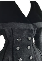 1950s Couture Lilli Ann Black Wool Princess Coat- New!
