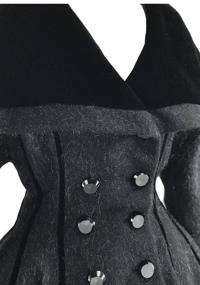 1950s Couture Lilli Ann Black Wool Princess Coat- New!