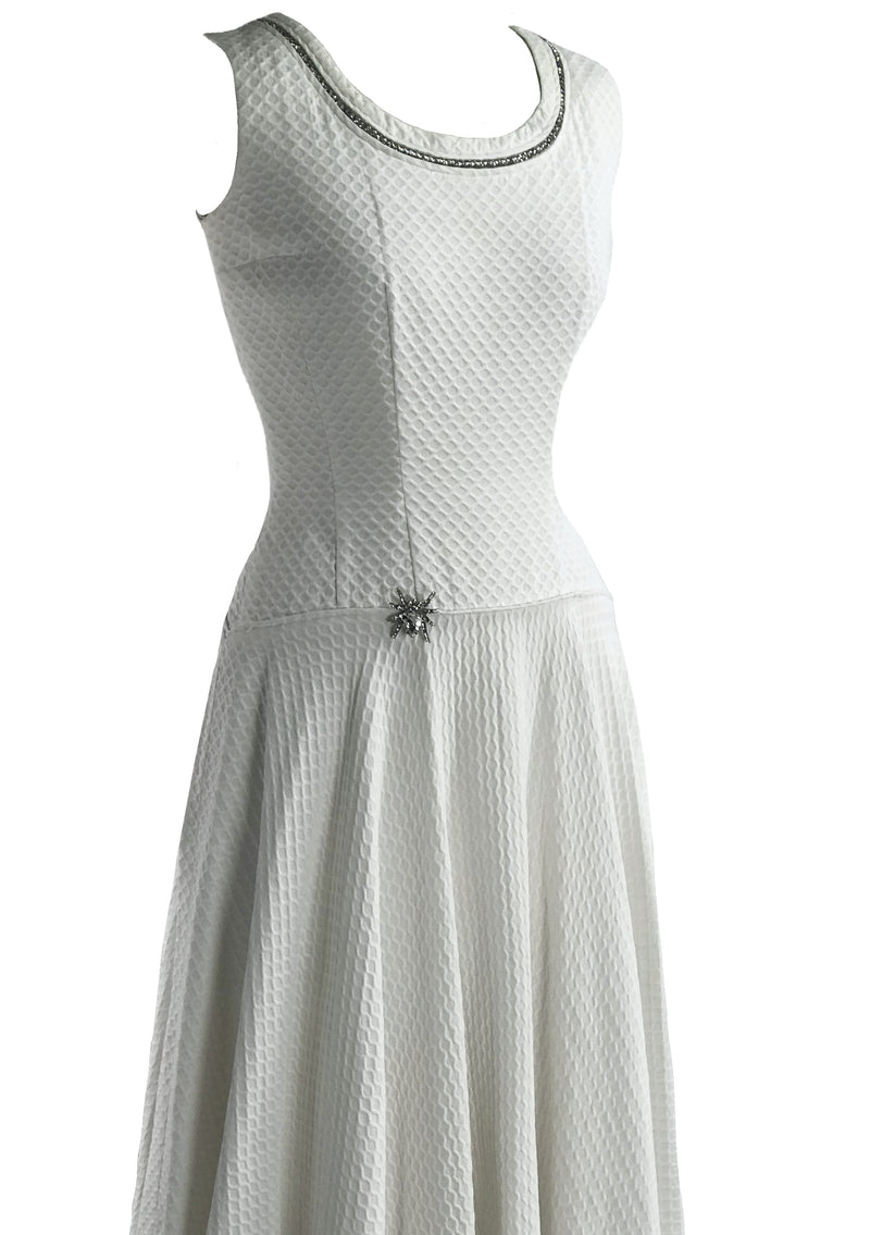 1950s White Waffle Wave Cotton Lilli Ann Dress- New!