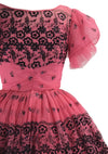 Stunning 1950s Pink Flocked Party Dress- New!