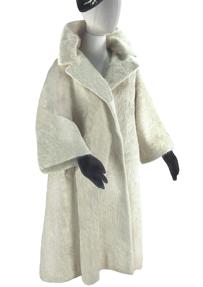 Vintage 1950s Lilli Ann Cream Mohair Designer Coat - NEW!