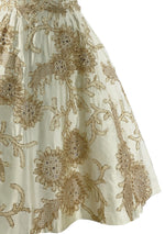1950s Cream Silk Satin Ceil Chapman Designer Cocktail Party Dress- New!