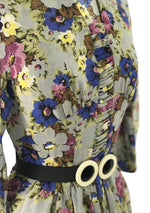 Vintage 1940s Floral Bouquet Crepe Draped Dress - New!